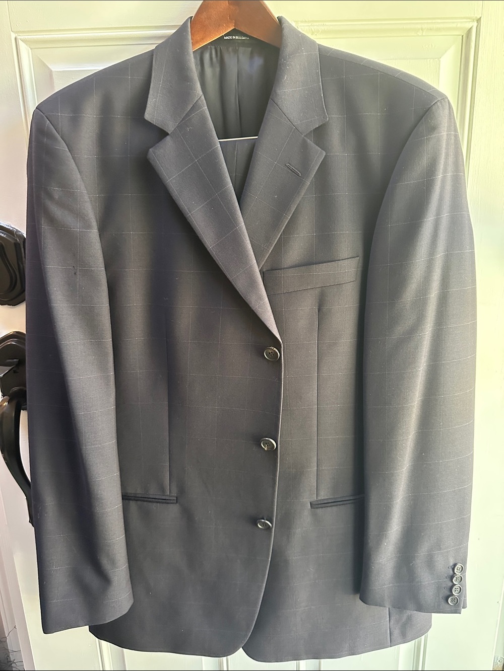 Hugo Boss Men's Navy Windowpane Three-Button Suit Jacket